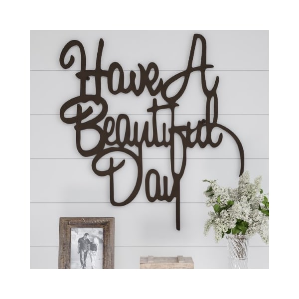 Hastings Home Metal Cutout, Have a Beautiful Day Decorative Wall Sign 3D Word Art Decor, Modern Rustic Farmhouse 168105NTD - main